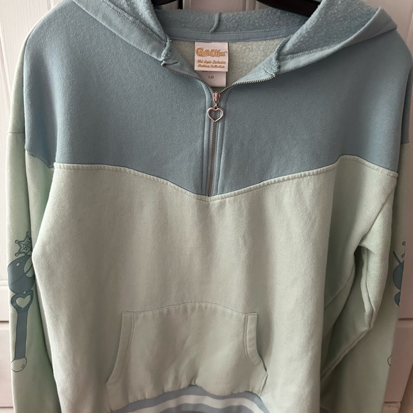 EUC SAILOR MOON HOT TOPIC Blue Graphic Hoodie W/Front Pockets Long Sleeve Silver - Picture 2 of 16